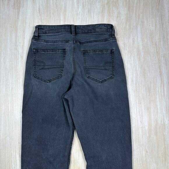American Eagle Mom Jeans High Rise Black Stretch Slim Fit Casual Pants 2 SHORT - Picture 13 of 14